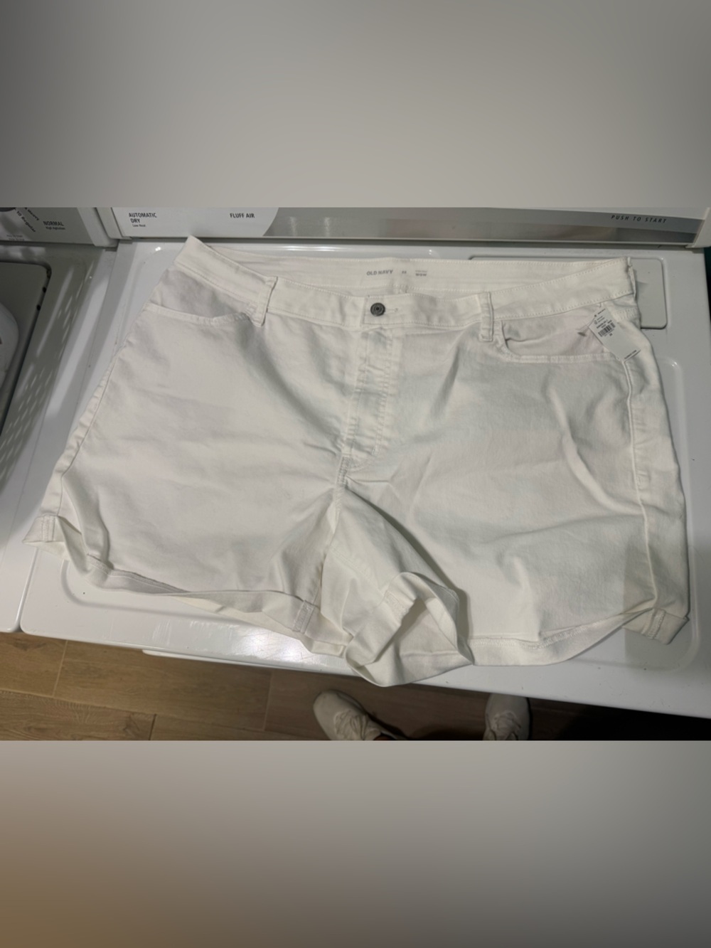 White Old Navy WOW jean shorts.